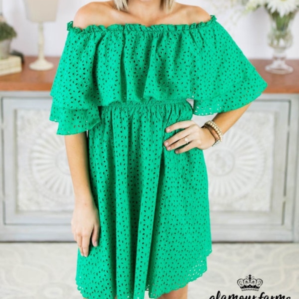 Off the shoulder eyelet dress- BRAND NEW